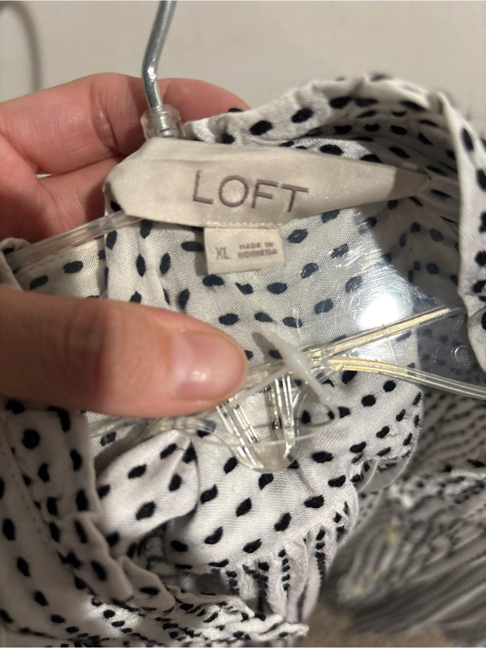 LOFT White Button-Down Shirt with Black Dotted Stripe Pattern - Picture 2 of 2